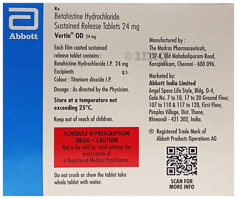 Vertin OD 24mg Tablet SR image Vertin OD 24mg Tablet SR image