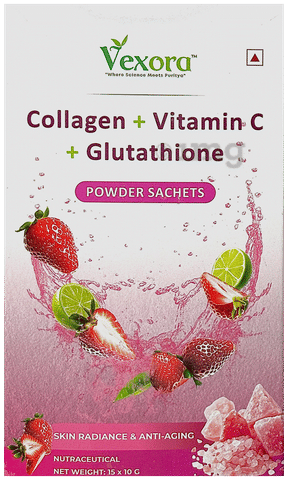 Vexora Collagen + Vitamin C + Glutathione Sachet (10gm Each) Strawberry: Buy box of 15.0 Sachets at best price in India