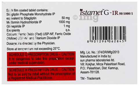 Istamet G 50mg/1mg/1000mg Tablet IR