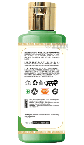 Khadi Care Combo Pack of Neem Sat Shampoo & Neem & Aloevera Shampoo (210ml  Each): Buy combo pack of 2.0 bottles at best price in India | 1mg