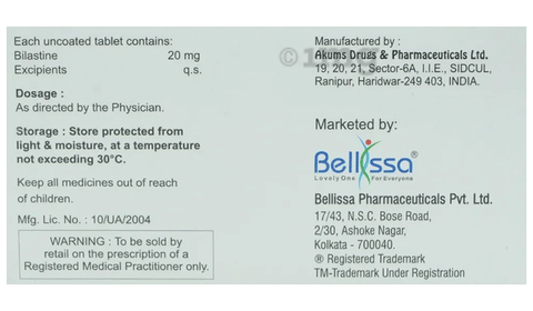 Bilastibel 20mg Tablet image Bilastibel 20mg Tablet image