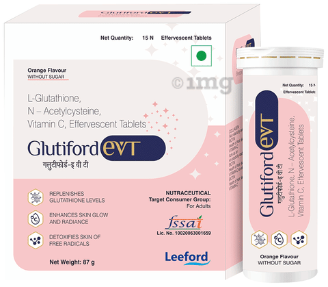 glutiford glutathione tablets Glutiford EVT Orange Sugar Free Effervescent Tablet: Buy strip of 15.0  Effervescent Tablet at best price in India
