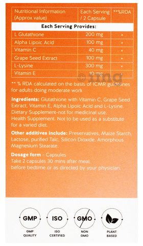 Vesca Glutathione Vegetarian Capsule: Buy box of 60.0 vegicaps at best price  in India