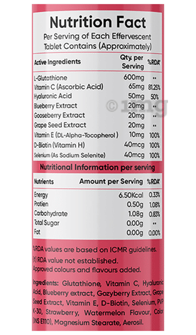 Herbal Max L-Glutathione Effervescent Tablet (15 Each) Watermelon &  Strawberry No Sugar Added: Buy combo pack of 2.0 bottles at best price in  India | 1mg
