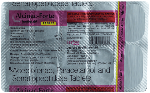 Alcinac Forte 100mg/325mg/15mg Tablet