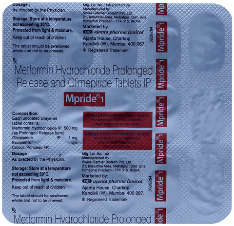 Mpride 1mg/500mg Tablet PR image Mpride 1mg/500mg Tablet PR image