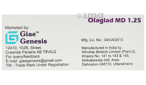 Olaglad MD 1.25 Tablet image Olaglad MD 1.25 Tablet image