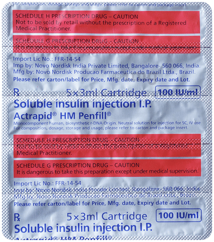 Actrapid HM Penfill (3ml Each) image