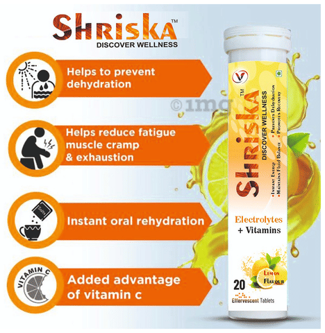 Shriska Electrolytes + Vitamins Effervescent Tablet Lemon image Shriska Electrolytes + Vitamins Effervescent Tablet Lemon image