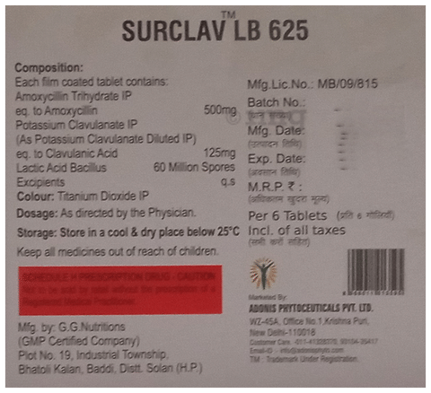 Surclav LB 625 Tablet image