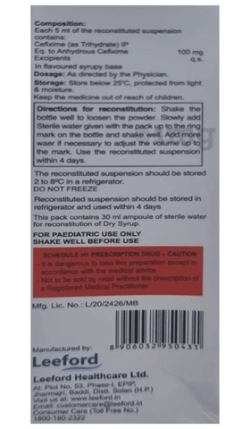 Cefitaxe 100mg Syrup image