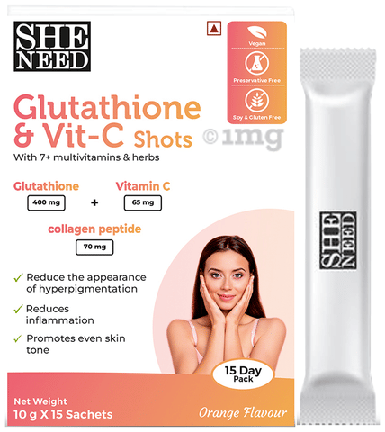 SheNeed Glutathione & Vit C Shots (15 Each) Orange: Buy box of 1.0 Pack at  best price in India