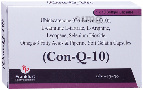 Con-Q 10 Soft Gelatin Capsule: Buy strip of 10.0 soft gelatin capsules at  best price in India | 1mg
