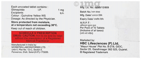 Glimicure 1mg Tablet image Glimicure 1mg Tablet image
