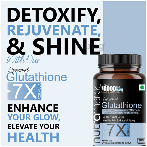 NutraMarck Liposomal Glutathione 7X Capsules | Advanced Formula for Skin  Brightening & Liver Detox: Buy bottle of 90.0 capsules at 𝗯𝗲𝘀𝘁  𝗽𝗿𝗶𝗰𝗲 in India