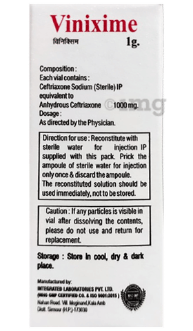 Vinixime 1g Injection image