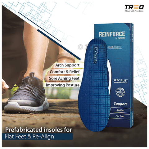 Tred Reinforce Ortho Insoles for Flat Feet with Arch Firm Support