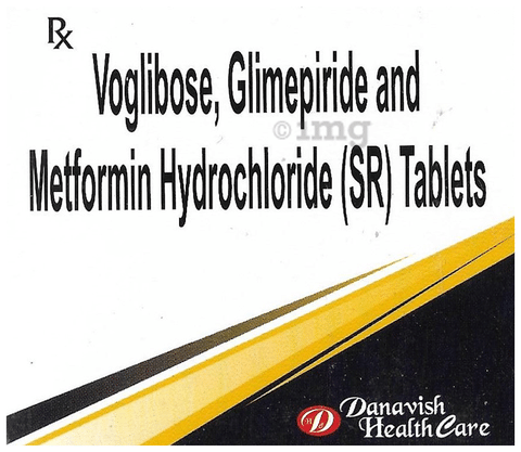 Danavish Glimepiride+Metformin+Voglibose 2mg/500mg/0.2mg Tablet SR