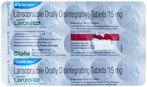 Junior Lanzol 15mg Tablet DT image Junior Lanzol 15mg Tablet DT image