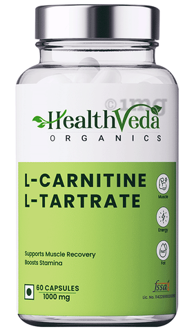 Health Veda Organics L- Carnitine L-Tartrate Capsule: Buy jar of 60.0  capsules at 𝗯𝗲𝘀𝘁 𝗽𝗿𝗶𝗰𝗲 in India