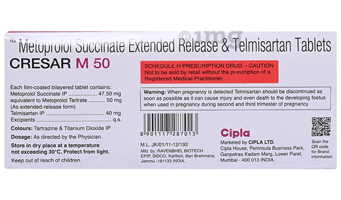 Cresar M 40mg/50mg Tablet image