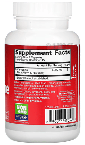 amino asylum l carnitine Jarrow Formulas Beta-alanyl-L-histidine L-Carnosine Veggie Caps: Buy bottle  of 90.0 vegicaps at best price in India