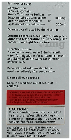 Ceftrisin-S 1.5gm Injection