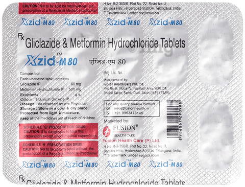 Buy Xzid M 80mg/500mg Tablet XR Online: View Uses, Side Effects