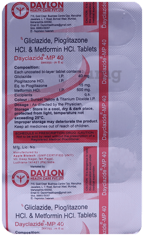 Dayclazide MP 40 Tablet image Dayclazide MP 40 Tablet image