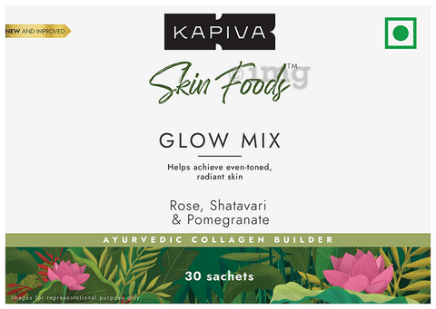 Kapiva Skin Foods Glow Mix | Ayurvedic Collagen Powder with Glutathione &  Hyaluronic Acid | (3.6gm Each): Buy box of 30.0 Sachets at    in India | 1mg