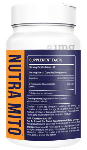 Nutramito B-NMN 250mg Vegetarian Capsule: Buy bottle of 60.0