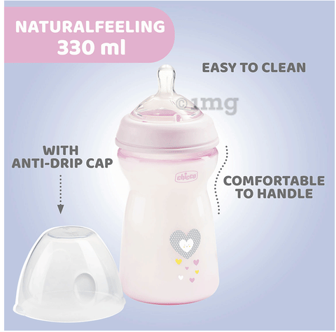 Chicco Natural Feeling Feeding Bottle 6M+ Pink: Buy packet of