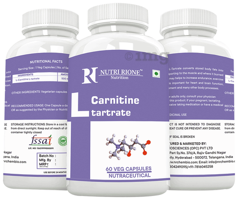 NutriRione L Carnitine Tartrate Veg Capsules: Buy bottle of 60.0 vegicaps  at best price in India