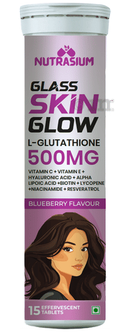 Nutrasium L-Glutathione 500 mg Effervescent Tablets (15 Each) For Skin Whitening, Glow & Reduce Dark Spot Blueberry