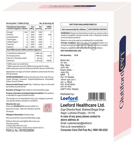 Glutiford EVT Orange Sugar Free Effervescent Tablet: Buy strip of 15.0  Effervescent Tablet at best price in India | 1mg