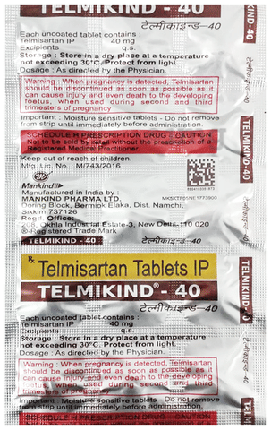Telmikind 40 Tablet image Telmikind 40 Tablet image