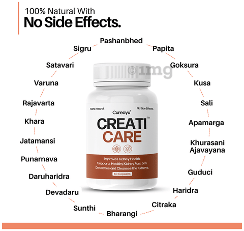 Cureayu CreatiCare Capsules | Supports Healthy Creatinine Level & Kidney Detox | 21+ Natural Herbs 9