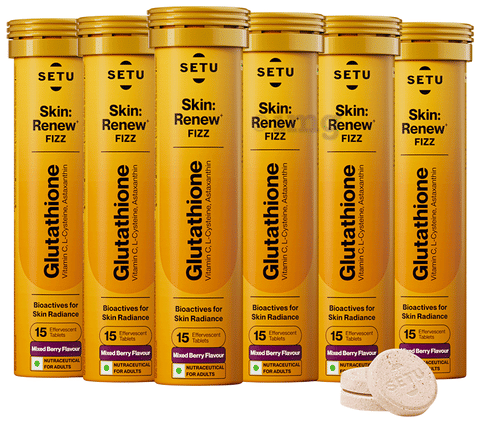 Setu Skin: Renew Fizz Glutathione & Vitamin C Tablets (15 Each) Mixed Berry: Buy combo pack of 6.0 bottles at best price in India | 1mg Setu Skin: Renew Fizz Glutathione & Vitamin C Tablets (15 Each) Mixed Berry: Buy combo pack of 6.0 bottles at best price in India | 1mg