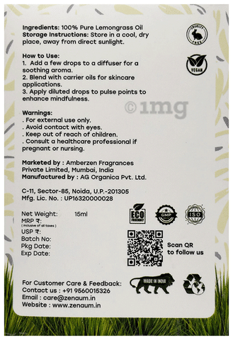 ZenAum Essences Lemongrass Essential Oil: Buy bottle of 15.0 ml