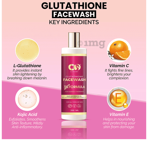 glutathione kojic acid vitamin c face wash Co Glutathione Face Wash: Buy bottle of 200.0 ml Face Wash at best price in  India