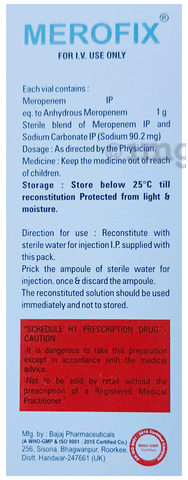 Merofix 1000mg Injection image Merofix 1000mg Injection image
