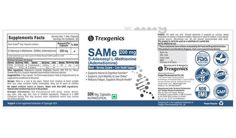 Trexgenics SAMe 200mg Veg Capsule image