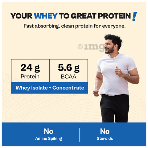 Ultra Clean Whey Protein Isolate Concentrate 24g Protein, BCAAs  per Serve by Tata 1mg Hazelnut Chocolate No Added Sugar