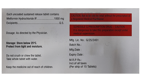 Obimet SR 1gm Tablet image Obimet SR 1gm Tablet image
