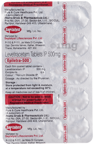 Epiletra 500mg Tablet image