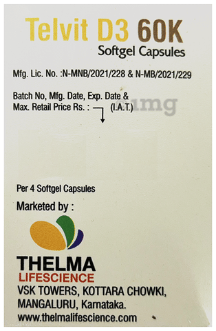 Telvit D3 60K Softgel Capsule image Telvit D3 60K Softgel Capsule image