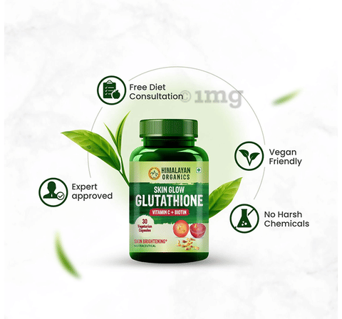Himalayan Organics Skin Glow Gutathione Vegetarian Capsule for Healthy & Glowing Skin: Buy bottle of 30.0 vegicaps at 𝗯𝗲𝘀𝘁 𝗽𝗿𝗶𝗰𝗲 in India
