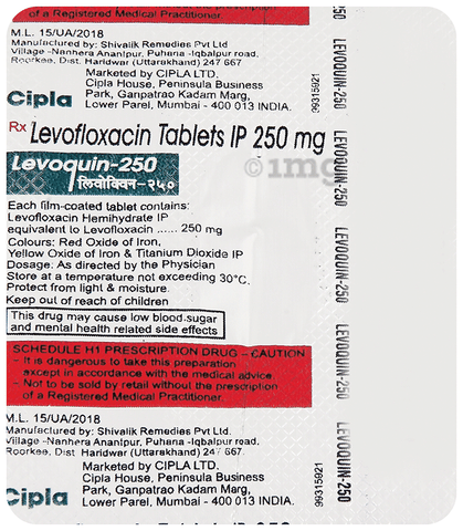Levoquin 250mg Tablet image