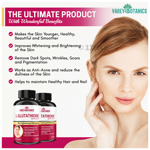 Varey Botanics L-Glutathione (Reduced) for Healthy Skin Capsule: Buy bottle  of 60.0 capsules at best price in India | 1mg