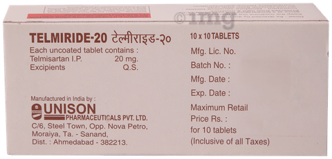 TelmiRIDE 20mg Tablet image TelmiRIDE 20mg Tablet image